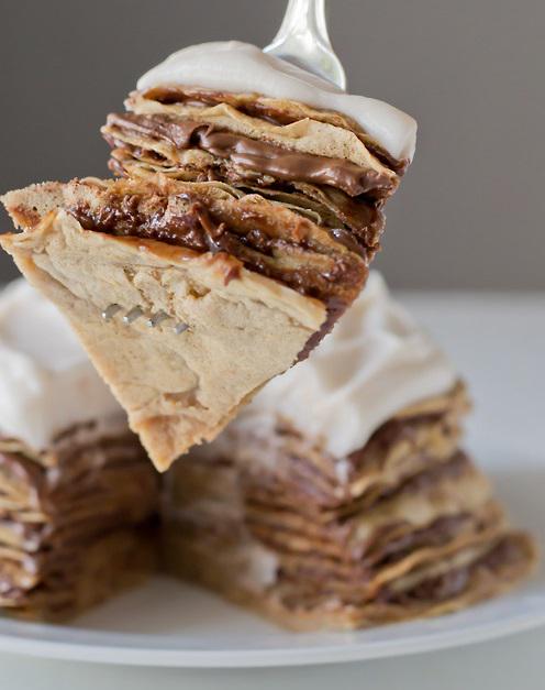 YummyImages's tweet photo. Nutella crepe cake. http://t.co/NptAOoDd52