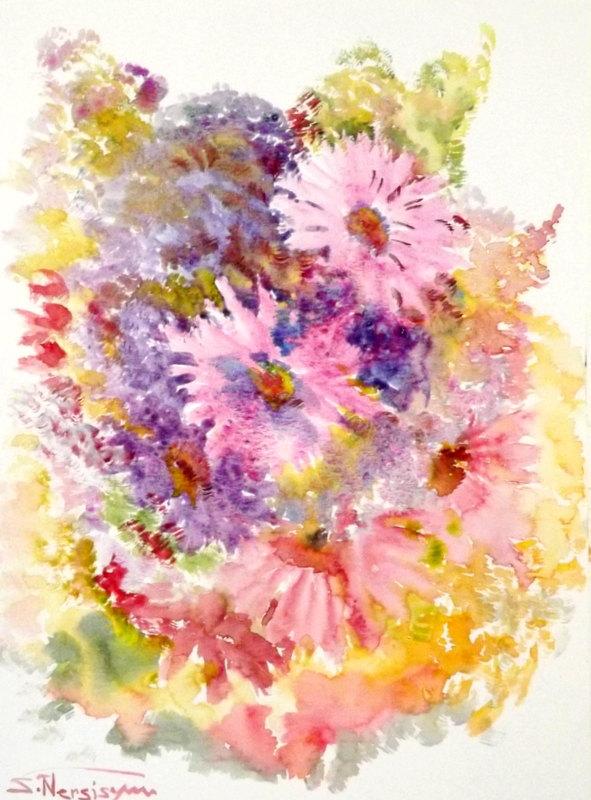 Purple Violet original painting, 15 X 11 in, pink, purple, light violet floral art, impres… ift.tt/1uLN2CD