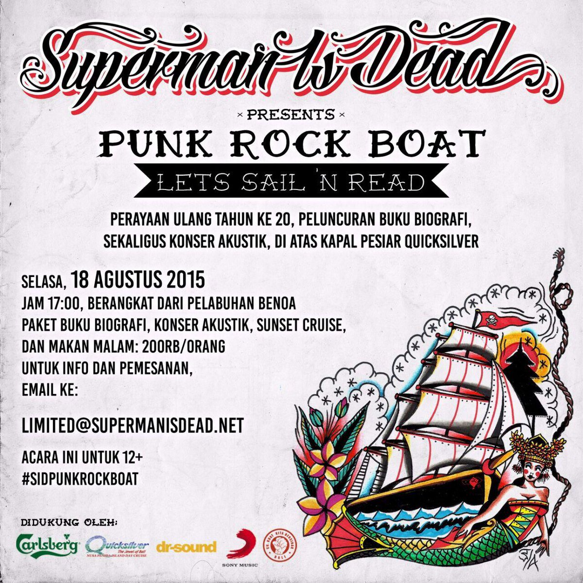 SUPERMAN IS DEAD
Presents

PUNK ROCK BOAT
Let’s Sail And Read

Per.... tmi.me/1f7D3z