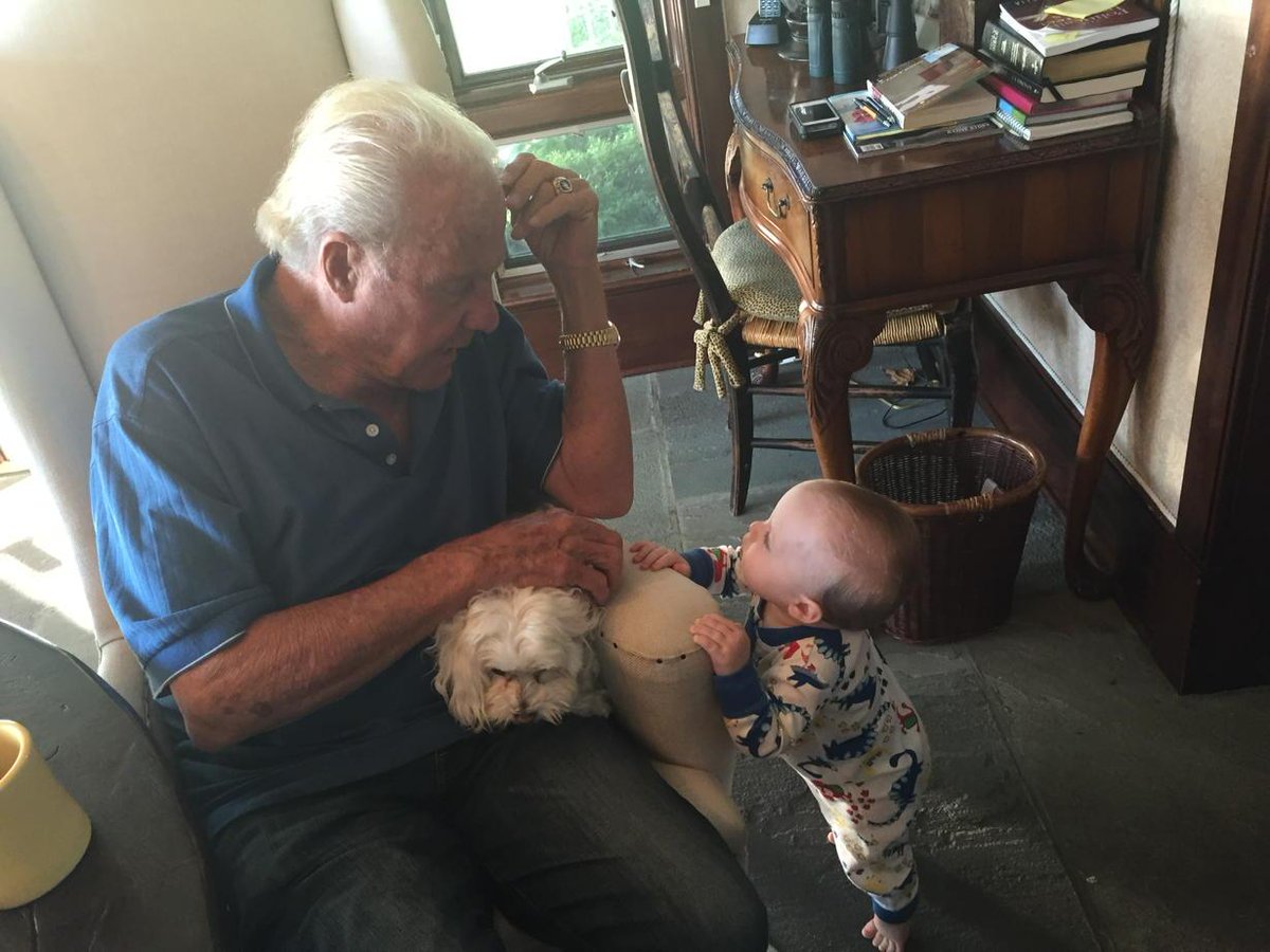 Thank you, everyone. Dad meeting his great grandchild. #fighton #liveon.