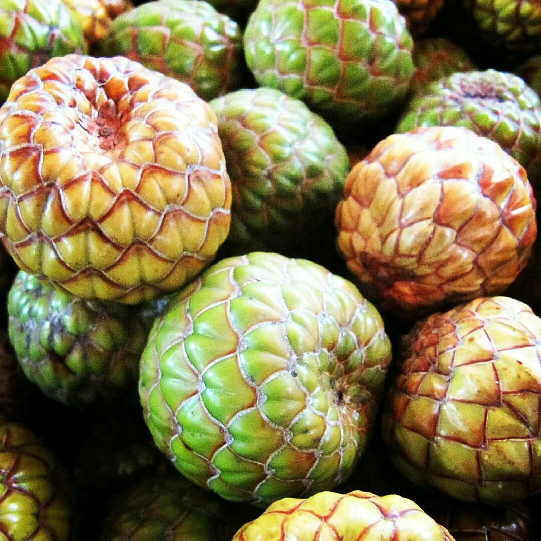 “This fruits that looks like a snake skin fruit has its own name called Rum...