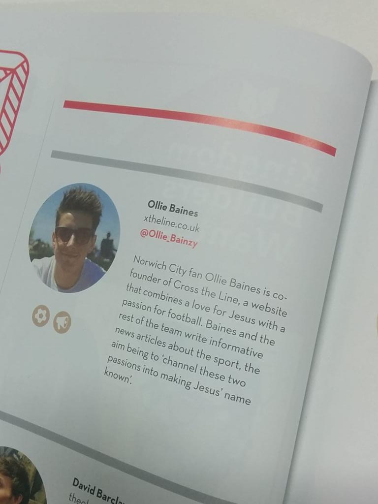 RadioProducerUK's tweet photo. My mate @Ollie_Bainzy is in the latest edition of @Christianitymag! Do check out his #football site @crossthelinex_ http://t.co/xtKcpnEkz4
