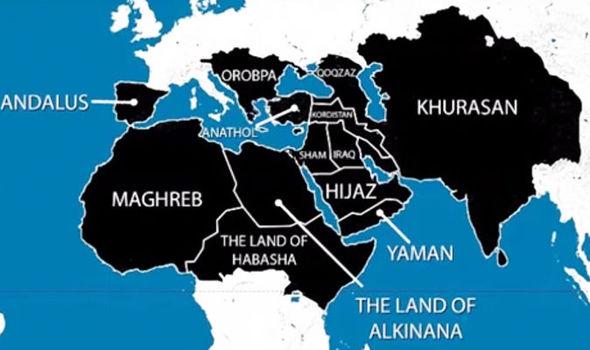 Daily_Express's tweet photo. WARNING: ISIS unveils horrifying map of areas it wants to dominate in Europe by 2020 http://t.co/VegTMZ7wGR http://t.co/FzOrZm4IxS