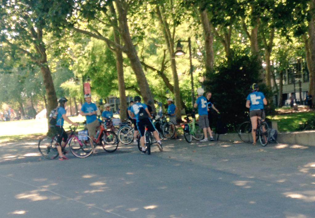 GlobalZeroUW's tweet photo. Finishing biking around the perimeter of what would be a nuclear explosion #EliminateNukes http://t.co/DkhIaDp8UR