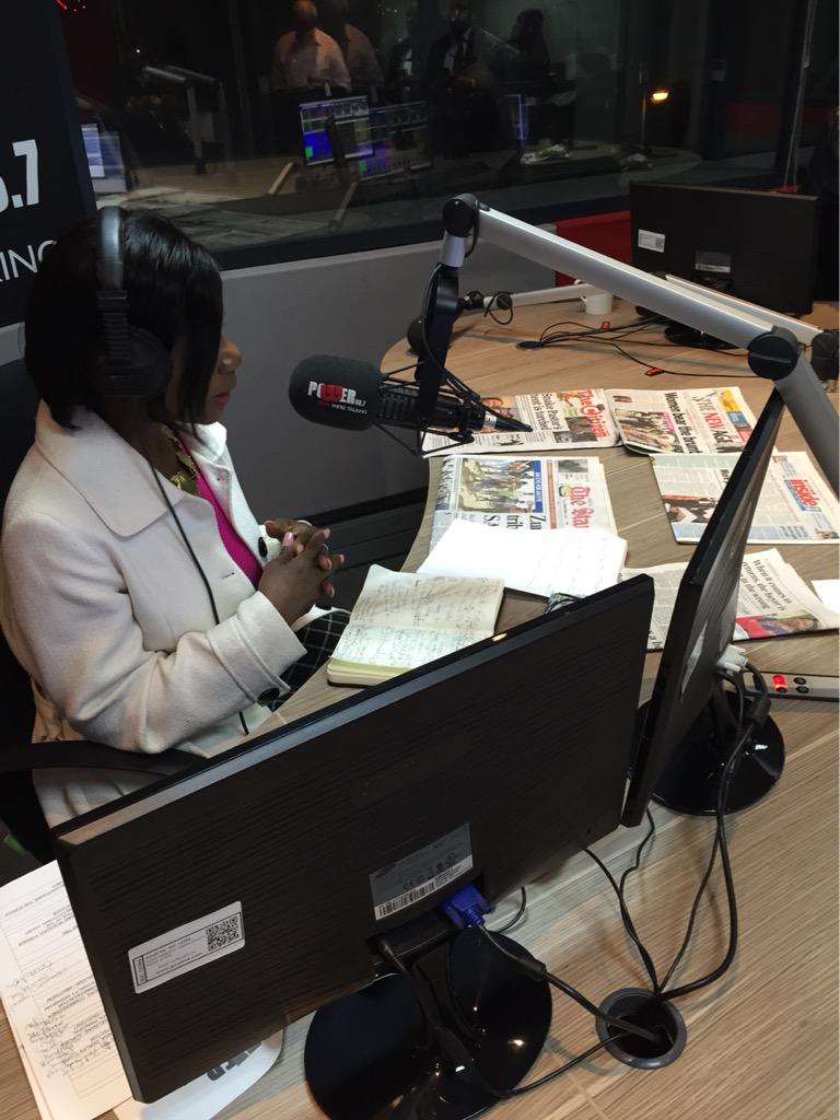 Powerfm987's tweet photo. And she's live...do tune in as @ThuliMadonsela3 takes to the mic #POWERBreakfast #987Woman http://t.co/hKxOFRM4A9