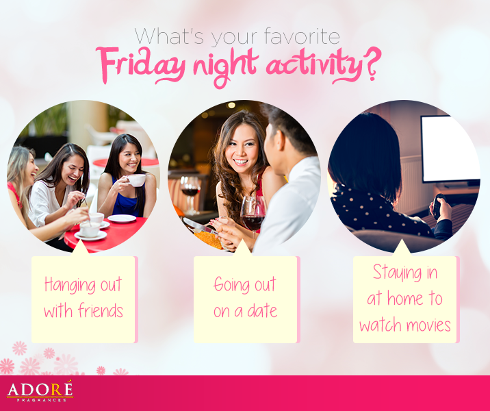 AdoreFragrances's tweet photo. What's your favorite Friday night activity? We'd love to know! #SprayYourMood http://t.co/wsDC2QT1FB