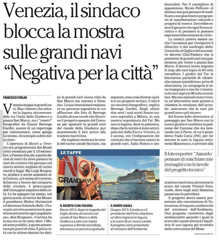 francofontana43's tweet photo. Incredibile! A Venezia non vengono bloccate le grandi navi, ma le mostre fotografiche che ne documentano lo scempio http://t.co/OvJbzsmDBS