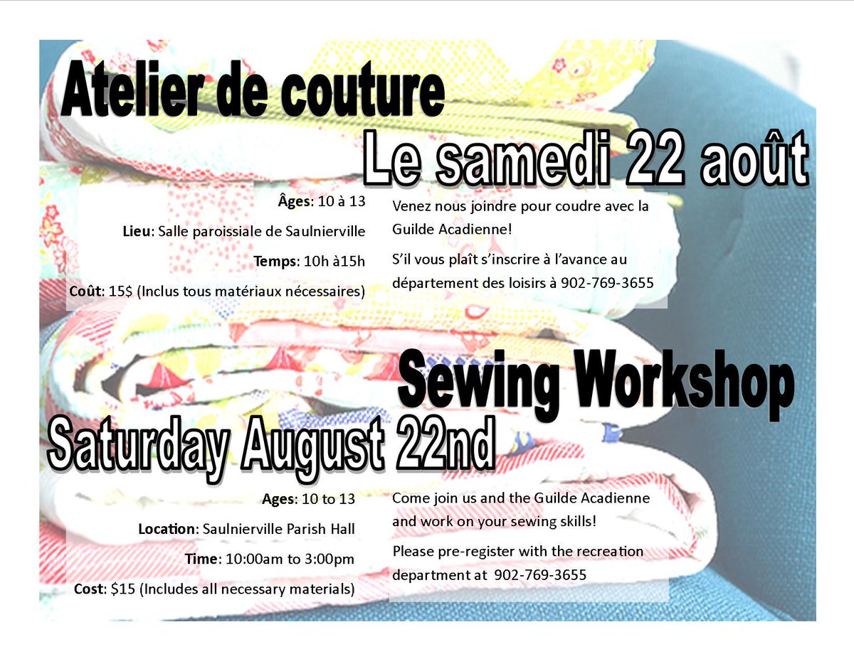 Atelier de couture! ~ Sewing workshop