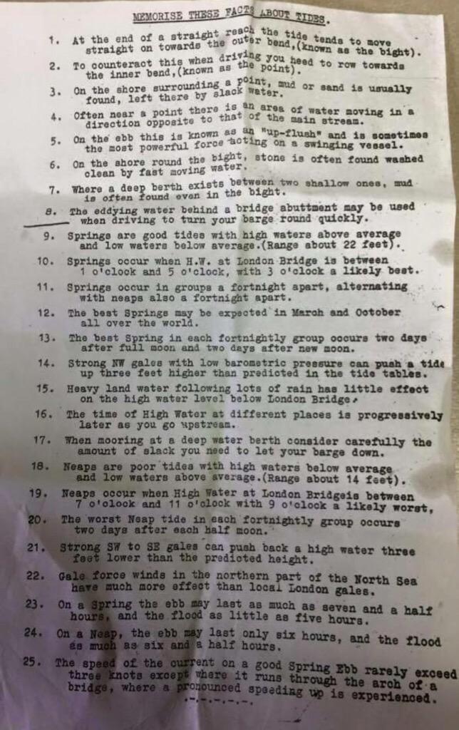 Some old Thames Tidal advice from an old Waterman and his typewriter #Thames