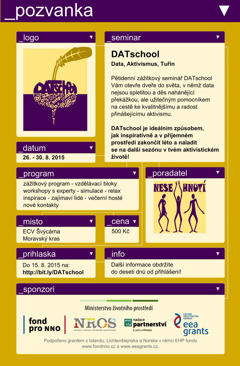 Interaktivně a aktivisticky-DATSCHOOL-pořádá <a href="/NESEHNUTI/">NESEHNUTÍ</a>,Moravský kras. Přihlášky do 15.8.2015. j.mp/1gSWgNL