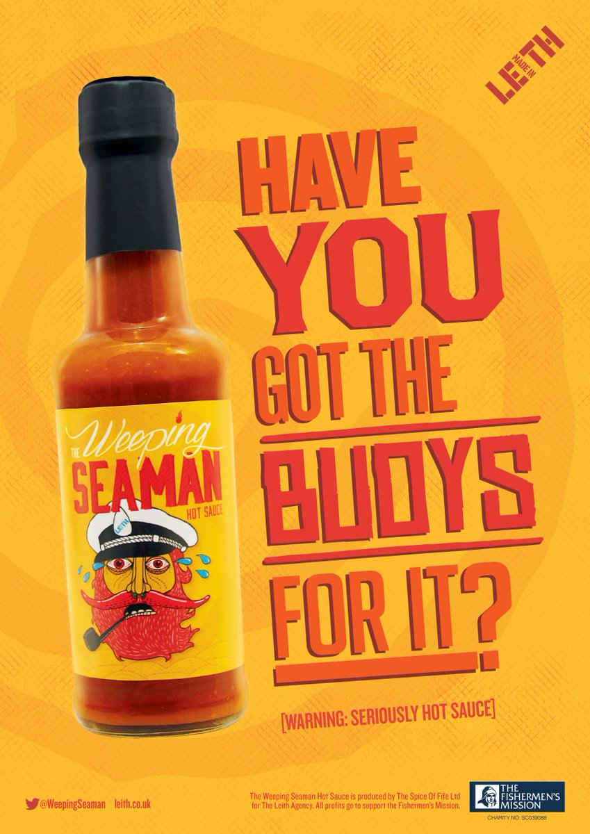 TheLeith's tweet photo. Vote for our 30th bday Hot Sauce @WeepingSeaman creative work in @TheDrum #CreativeDept:http://t.co/NbrdkUvPcK RT pls http://t.co/FLYP9vdkMn