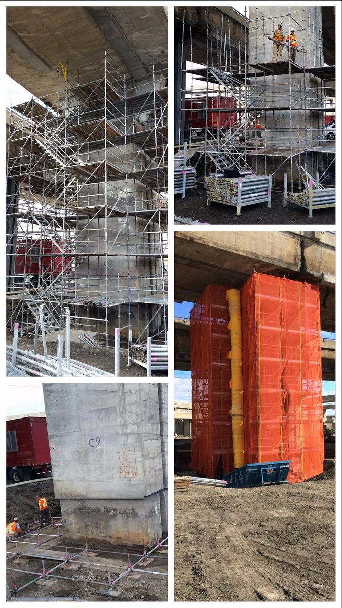 Groupe_IEQ's tweet image. Réfection des piliers de pont à l&apos;échangeur Turcot. Système d&apos;accès pour démolition et coffrage par le Groupe IEQ.