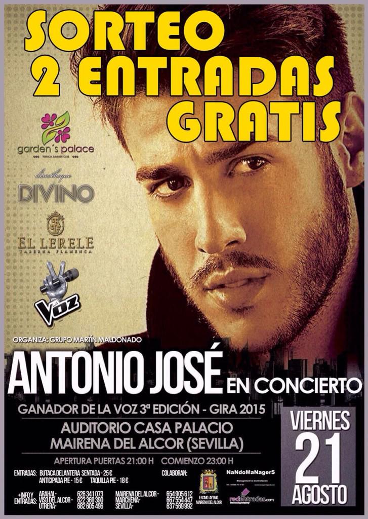 disfrutamairena's tweet photo. 🔄RT #Sorteo
✌#EntradasGratisConcierto
😍#ANTONIOJOSÉ
Info en http://t.co/3HhK5AEYJK http://t.co/pCZjDMBT7e