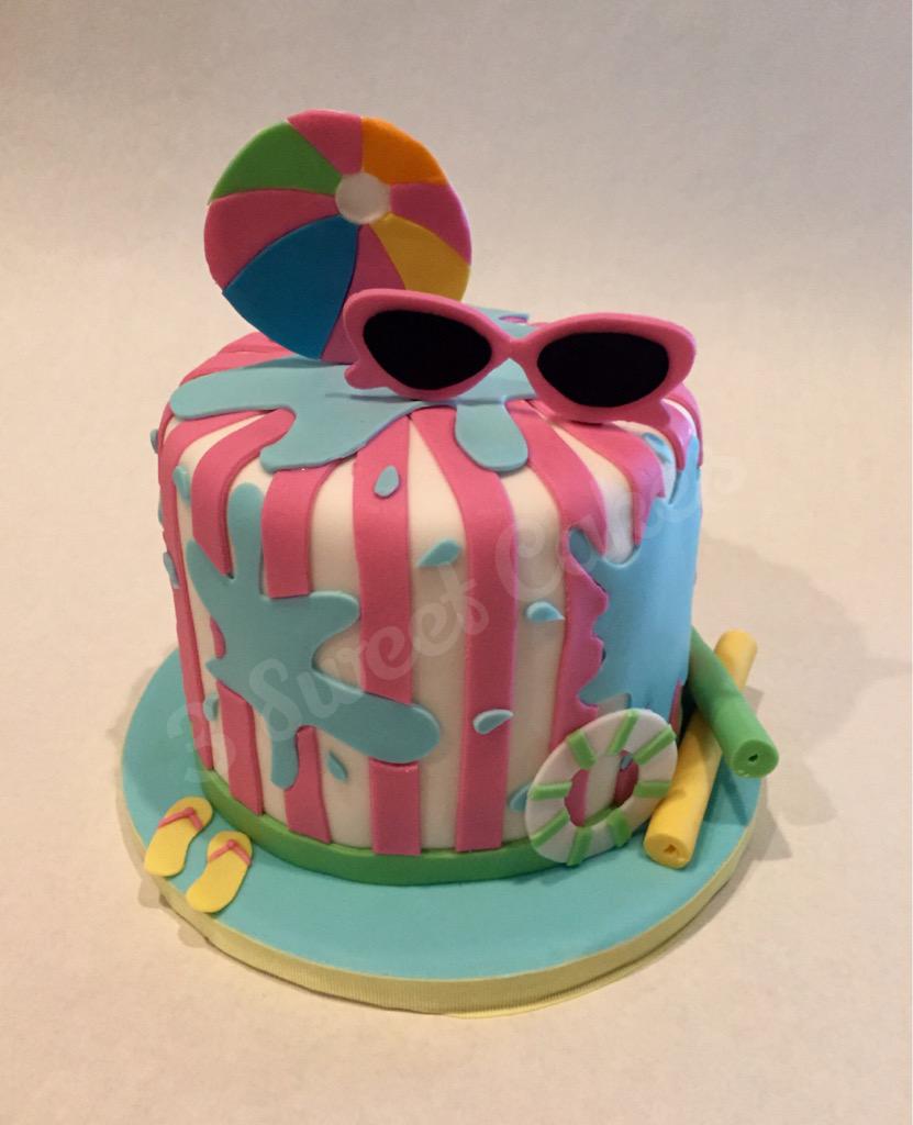 Small pool party cake I made #birthdaycake #cake #poolparty