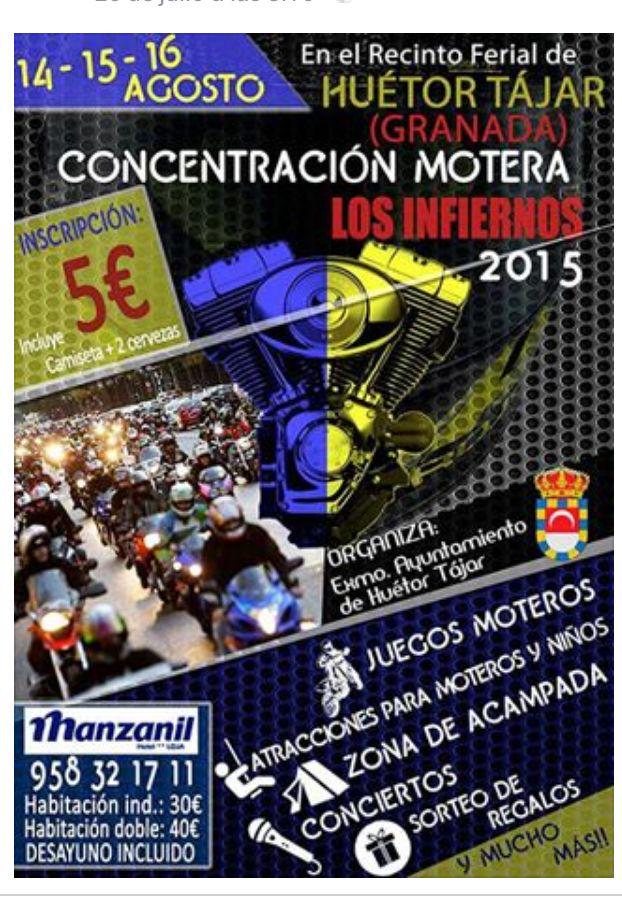 FactoryNeumatic's tweet image. Concentracion Motera Los #Infiernos.
Huétor Tájar, Granada, días 14, 15 y 16