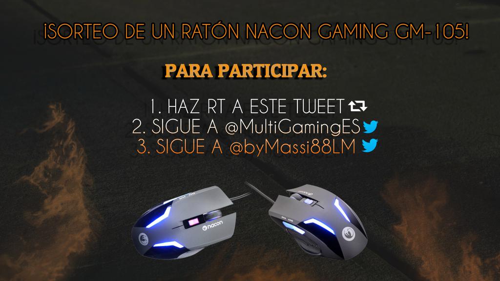 massigtr's tweet photo. ¡SORTEO de un Ratón Nacon Gaming GM-105! 
Para participar: 

RT y seguir a @MultiGamingES y @byMassi88LM

Hasta 17/08 http://t.co/OKAGc7gQZS
