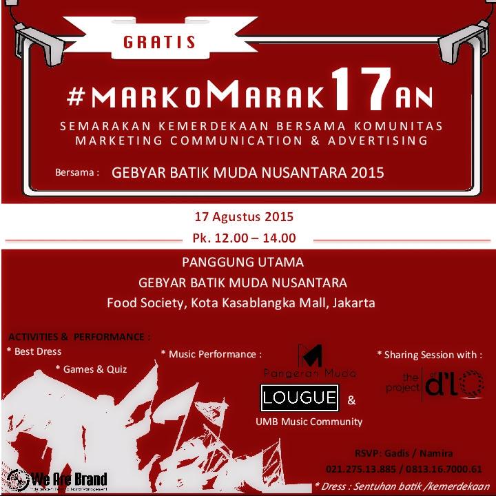 17082015 #markoMarak17an #RI70  <a href="/PutraPutriBatik/">Putra Putri Batik</a> <a href="/ProjectOf_DLO/">the Project Of D'Lo</a> <a href="/PangeranMudaPM/">PangeranMudaSiagian</a> <a href="/UMBMusicCom/">UMB Music Community</a> cc <a href="/wearebrand_id/">wearebrand</a>