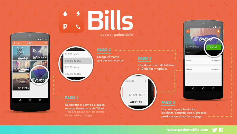 pdm_bills's tweet photo. Ya no hay excusa para no hablar con tus amigos. Recarga tiempo aire de @Telcel @MovistarMX o @Iusacell con tu #Bills http://t.co/fnLw4oUxSo