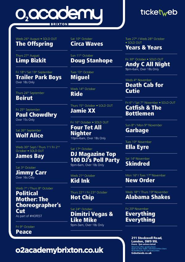 O2AcademyBrix's tweet image. RT&amp;amp;F to #Win a pair of tickets to 3 shows of your choice in 2015!
Ends 14/8/15 3pm
T&amp;amp;C's bit.ly/WINBrix