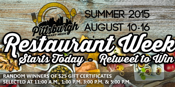PghRestaurantWk's tweet photo. #PghRestaurantWk Starts Now! Browse menus &amp; dine out. RT for chance to win $25 (4 draws). http://t.co/0rxAAgbVpb http://t.co/zaqYJyYk5X