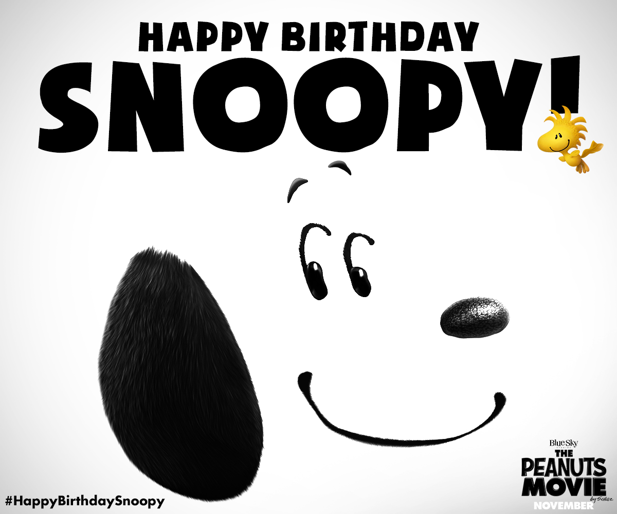 PeanutsMovie's tweet photo. Today is Snoopy’s birthday! Everyone wish the beloved Beagle a big #HappyBirthdaySnoopy! http://t.co/nECB4plFGJ