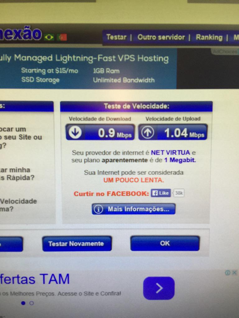 Pedroadp's tweet image. #netvirtua #netcombo hoje consegui upload mas rápido que download ... Do que meu download está 10 vezes mais devagar