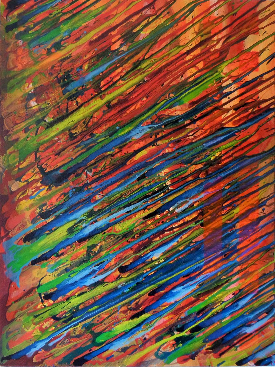 ArtFactoryUk's tweet photo. @PiersAnthony  Thank you for the inspiration. Hailstorm under a Tangle tree in Xanth. "Summer Storm" Acrylic 30x60" http://t.co/ZbFr8n4quD