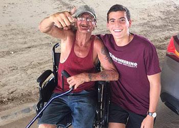 TXAMFoundation's tweet photo. Aggie showcased selfless service by donating wheelchair to a disabled man. #GivingIsGoodBull http://t.co/bo3AaoXHJL http://t.co/Z1M3CXZsDf