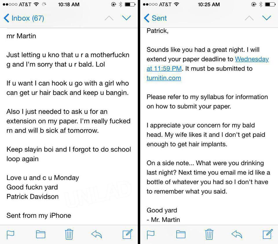 CauseWereGuys's tweet photo. Lmao kid emailed his teacher this and got a response http://t.co/6RMwKWSrHA