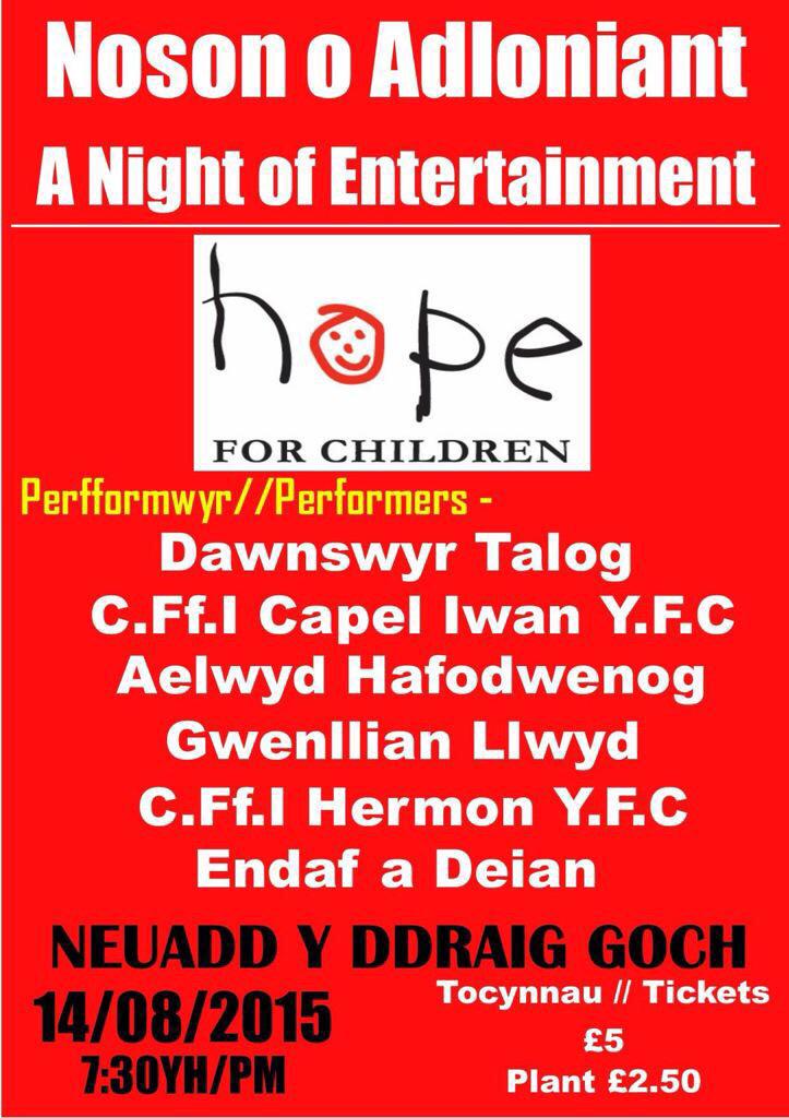 hafodwenog's tweet photo. Cofiwch am y gyngerdd yma nos Wener i godi arian i @Hopeforchildren!! Dewch yn llu!! http://t.co/yWcHjTVmFY