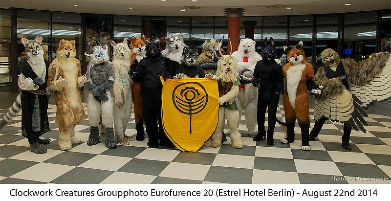 new_einstein's tweet image. #ClockworkCreature group photo @ #EF21: Thu 21:30 after the fursuit group photo, meeting in front of DealersDen