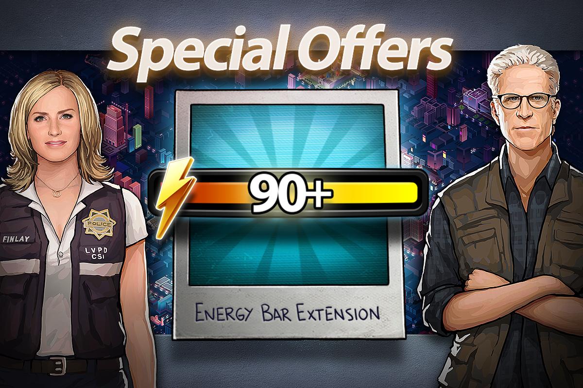 CSIHiddenCrimes's tweet photo. The energy bar extender is back in the shop, CSI's. Lift that cap up to 120, available today only! #CSIHC http://t.co/m23Upoy5k6