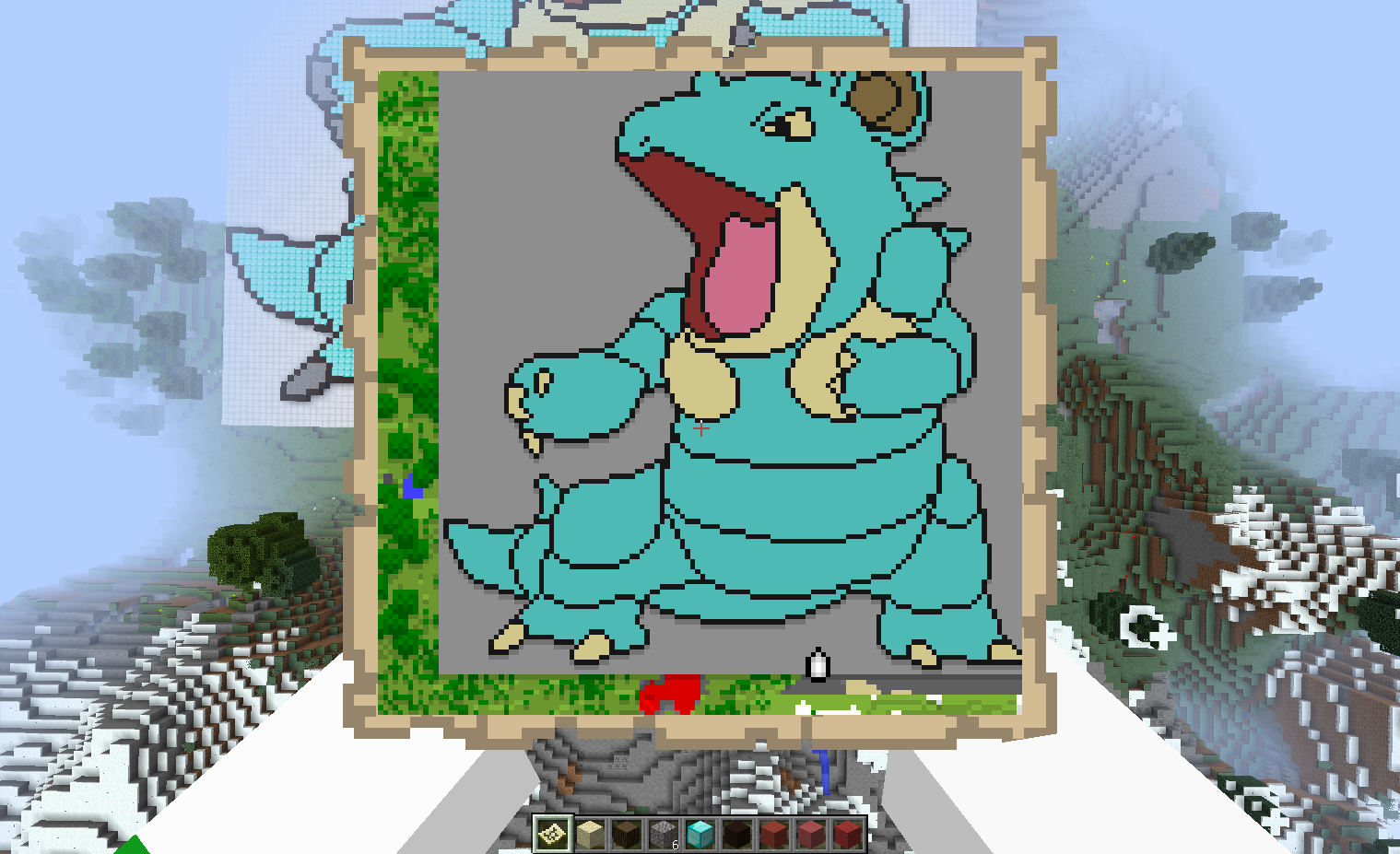 やまん マイクラ こないだ出されたお題のドット絵完成 ダイヤモンドブロック ダークオークの原木 砂利を使って ニドクイーン ほぼ地図一枚分ｗｗ マインクラフト ドット絵 ニドクイーン Http T Co Gcabrvqtor Twitter