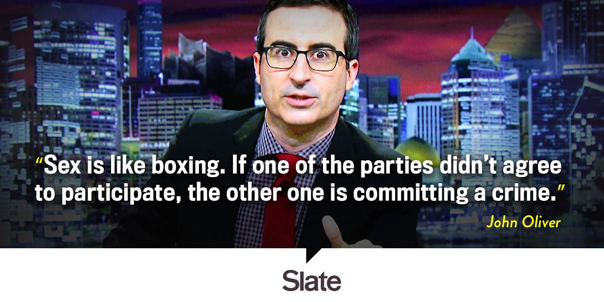 Slate's tweet photo. John Oliver got Laverne Cox, Nick Offerman, and more to help make a new sex ed PSA--WATCH: http://t.co/pUbvWxTLjL http://t.co/RnaRMdLo8k