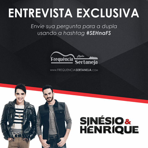 YeeaahTV's tweet photo. Vamos bater um papo muito legal com a dupla Sinésio &amp; Henrique!
Mande suas perguntas com a tag #SEHnaFS http://t.co/wRQLGWZIWj