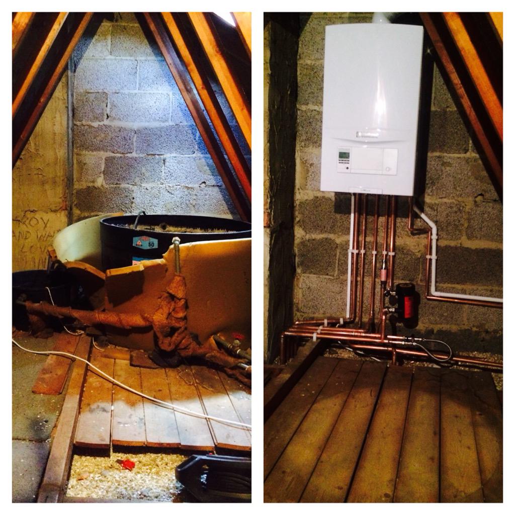 DlHeating's tweet photo. Before and after of Saturday's central heating upgrade in Cheshunt,Herts. #combi#newboiler#cheshunt#herts#@vaillantuk http://t.co/wFKL9hsQRX