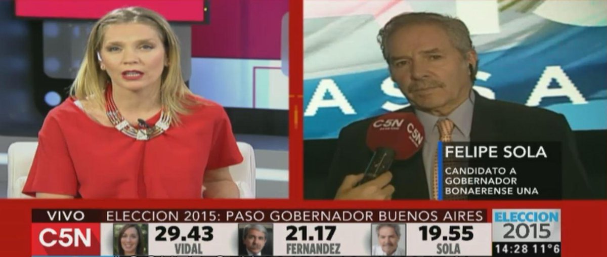C5N's tweet photo. #AHORA: "Destaco la muy buena elección de @mariuvidal", asegura @felipe_sola, candidato a gobernador de Bs As de UNA http://t.co/LqqDIWLdvz