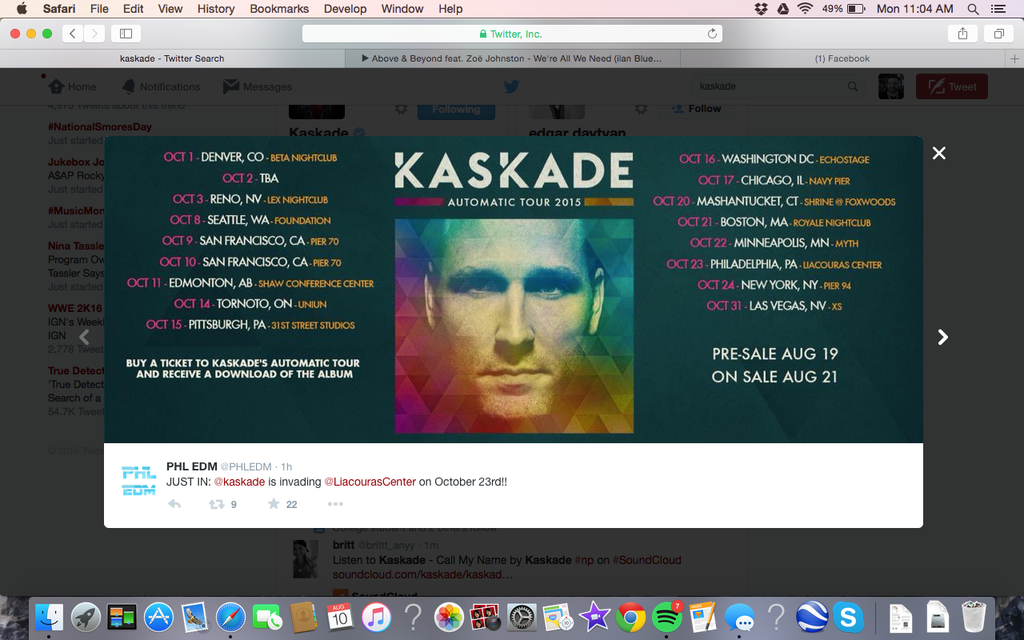 banishedcougar's tweet photo. Finally...I get to see @kaskade in #Seattle @FoundationSEA. In October.❤️️ @SeattleTF #trancefamilyseattle #PLUR http://t.co/Q58J4fWvto