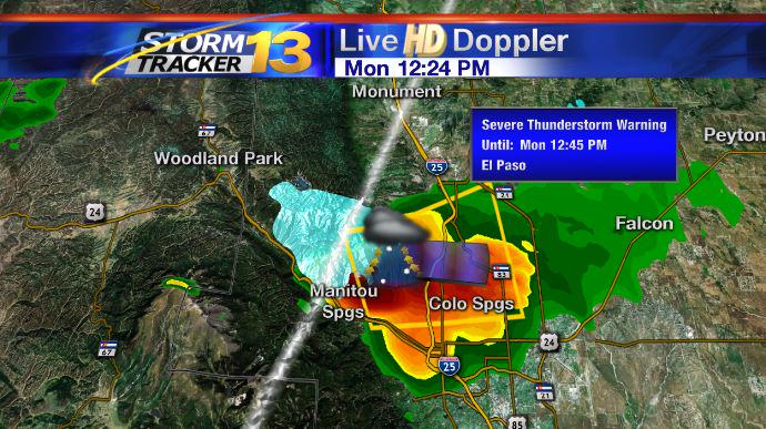 KRDONewsRadio's tweet image. REMINDER: There is a Severe Thunderstorm Warning in effect for the areas outlined in yellow until 12:45PM. #COwx