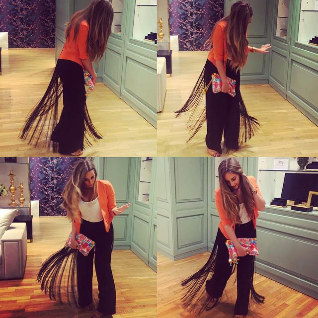 <a href="/FrankieHales/">Francesca Hales</a> spinning in our RODEO Fringe Trousers, available in @harveynicholsdubai #harveynichols #fringing #dubai