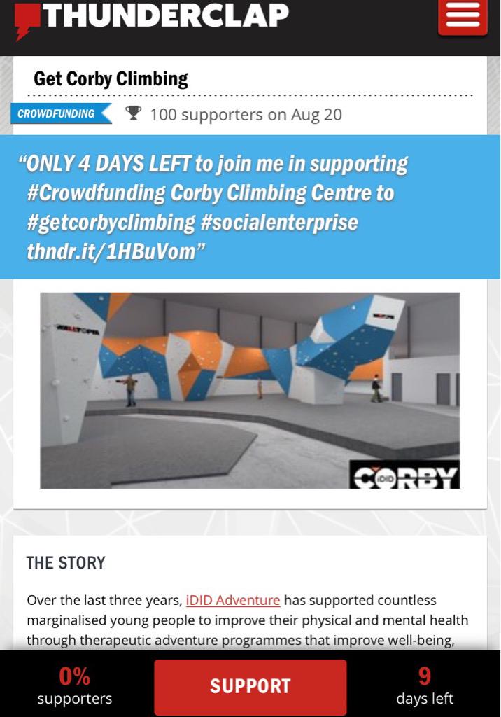 <a href="/corbyawards/">Corby Awards</a> can you support our #thunderclap to #getcorbyclimbing thunderclap.it/projects/29927… #14daystogo #climbing