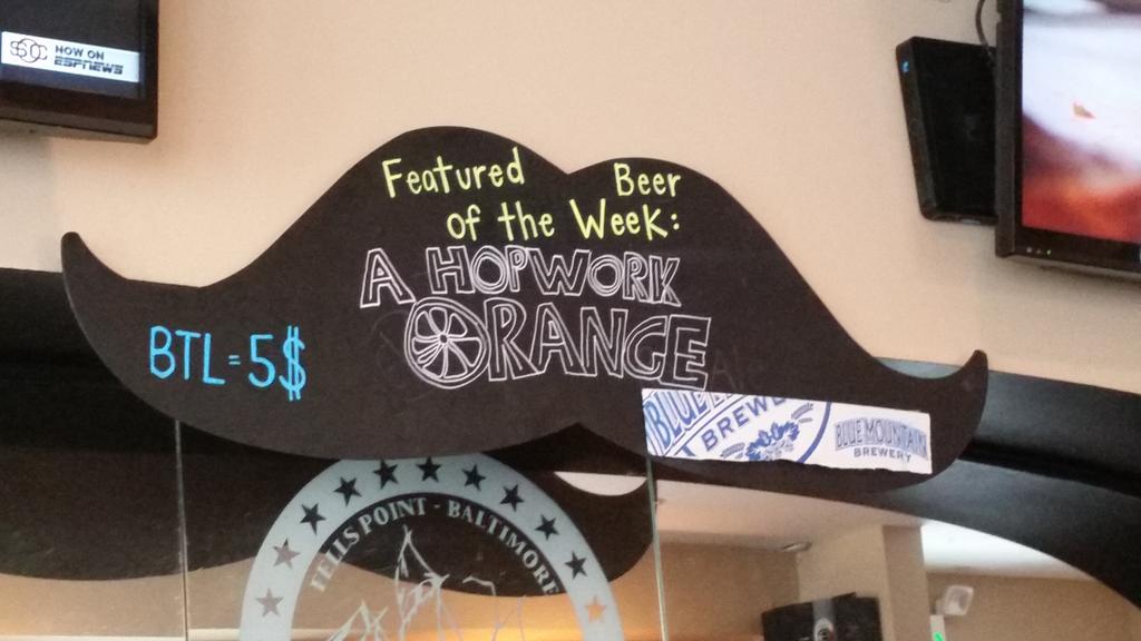 This week's featured beer <a href="/Cockeysdining/">Cockey's Fells Point</a> is <a href="/BlueMtnBrewery/">Blue Mountain Brewery</a> HopWoek Orange. Get some!