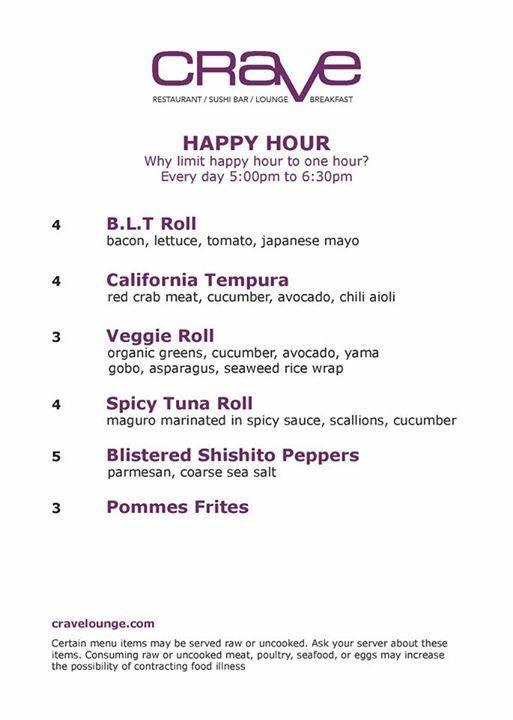 crave_dearborn's tweet photo. Check out the new Happy Hour Menu at Crave Ferndale. 25% off all drinks, including bottles of wine. Daily 5pm-6:30pm http://t.co/vPQDJyjWeu