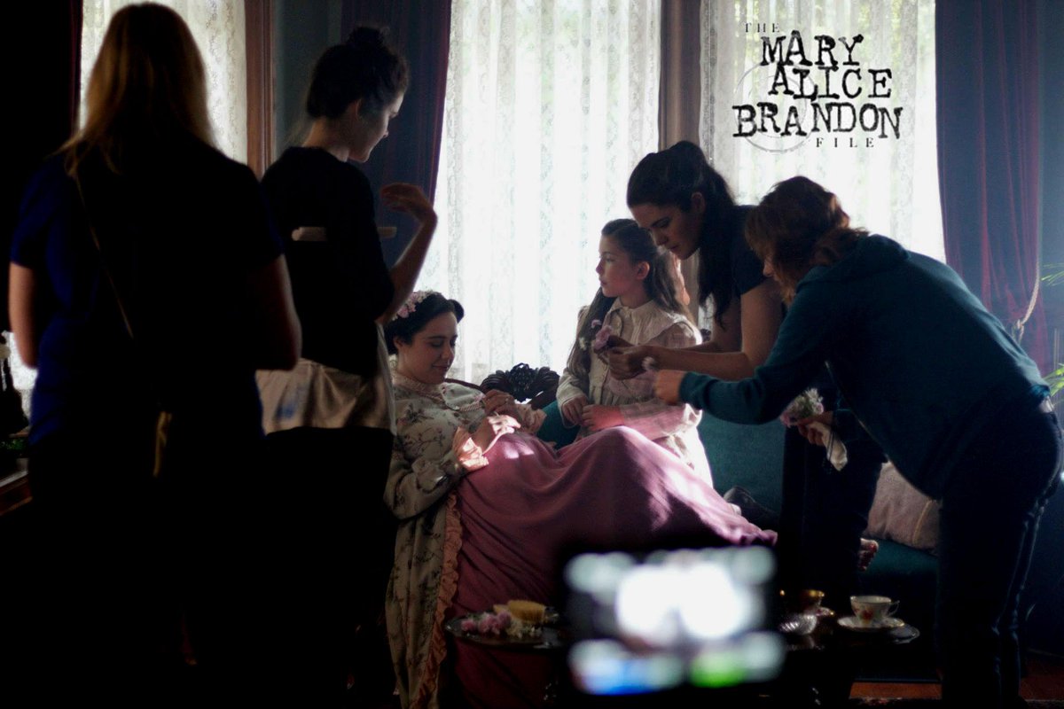 theMABFile's tweet photo. #BTS Directors @SamSSpear &amp; @KaileySpear prepping flower scene with @Barbara_Beall  @TheEmmaTremblay and props master http://t.co/rsJFlxke0w