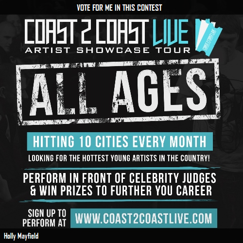 XxHollyMayfield's tweet photo. Vote for me to perform at #SXSW Edition 3/16/16! http://t.co/u05JNZuac3 #Coast2Coast http://t.co/OUXGi6zT8m