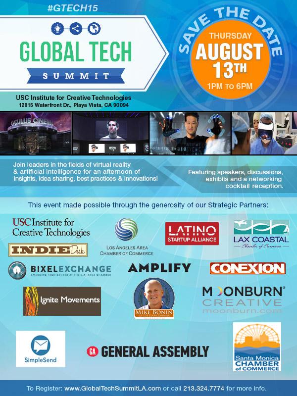 Link_VR's tweet image. Meet Innovators in #VR &amp;amp; #AI at #GTECH15 on 8/13 at USC's Institute of Creative Technologies. globaltechsummitla.com