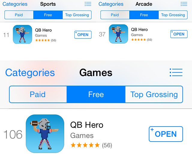 qb_hero's tweet photo. Just broke into the Top Charts for ALL GAMES! #therise #anythingispossible http://t.co/yhmI1fQpzc