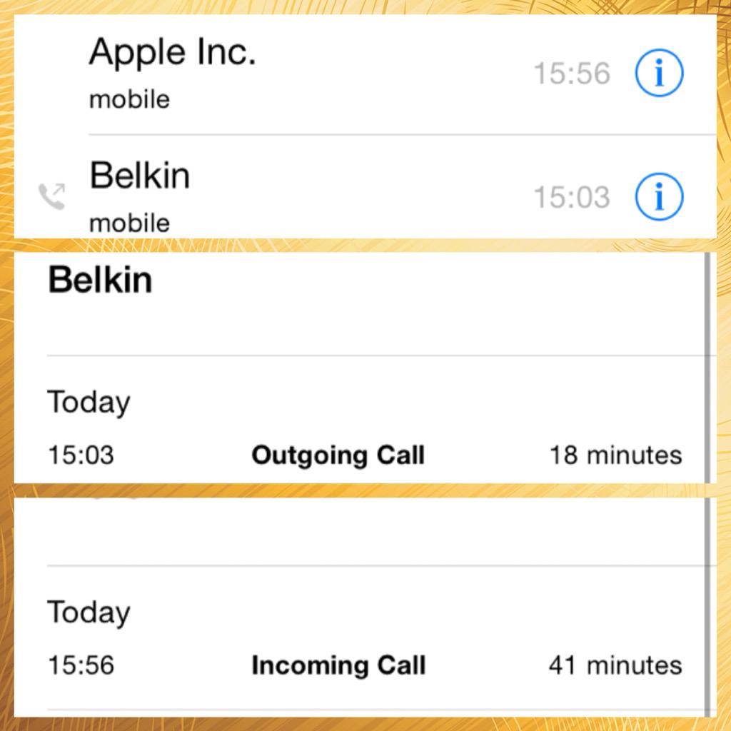 _thomtran's tweet image. Hey @belkin. Why does it take a call to #AppleTechSupport to fix your shitty products? 18 min w/ you tech = worthless