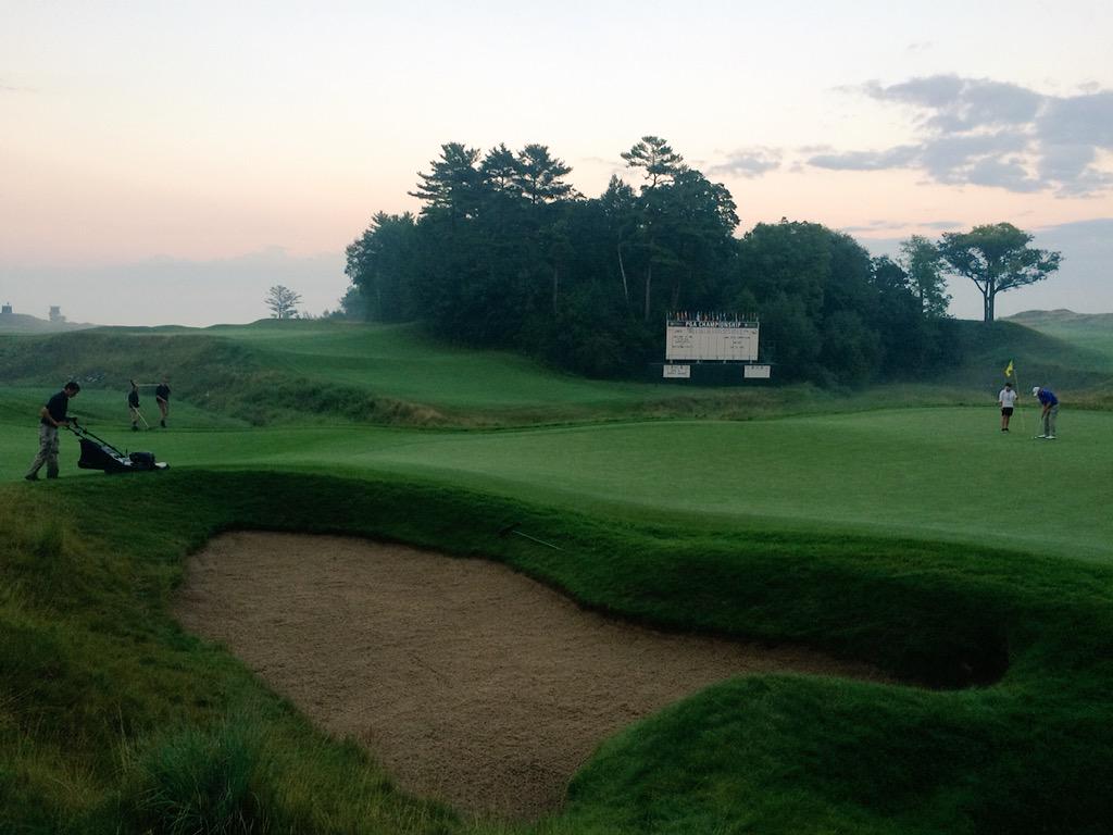 PGATOUR's tweet photo. Stricker also told the crew on 18 they could start mowing. 

"We just like watching you putt." http://t.co/UVuTU2Ugp0