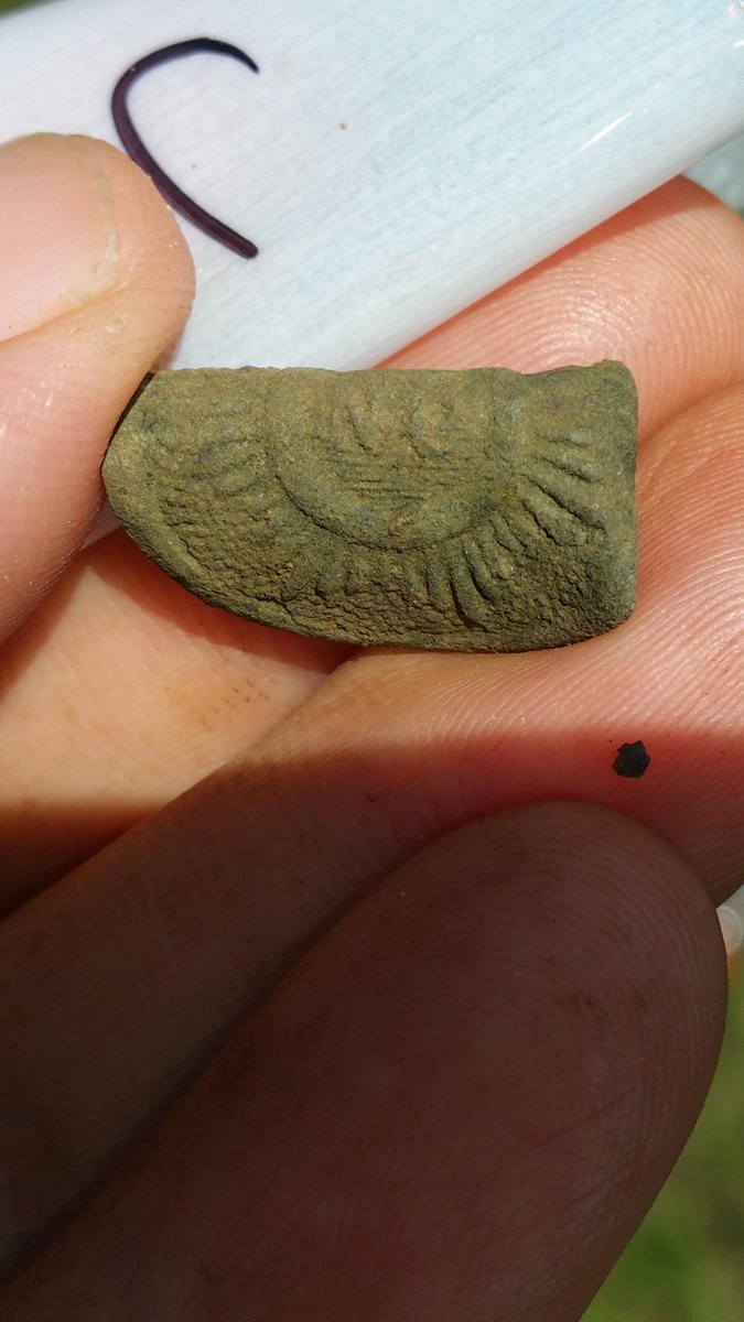 TFHistory's tweet image. Confederate North Carolina button dug by Scott Duncan at Andersonville POW camp.  Assisting the National Park Service